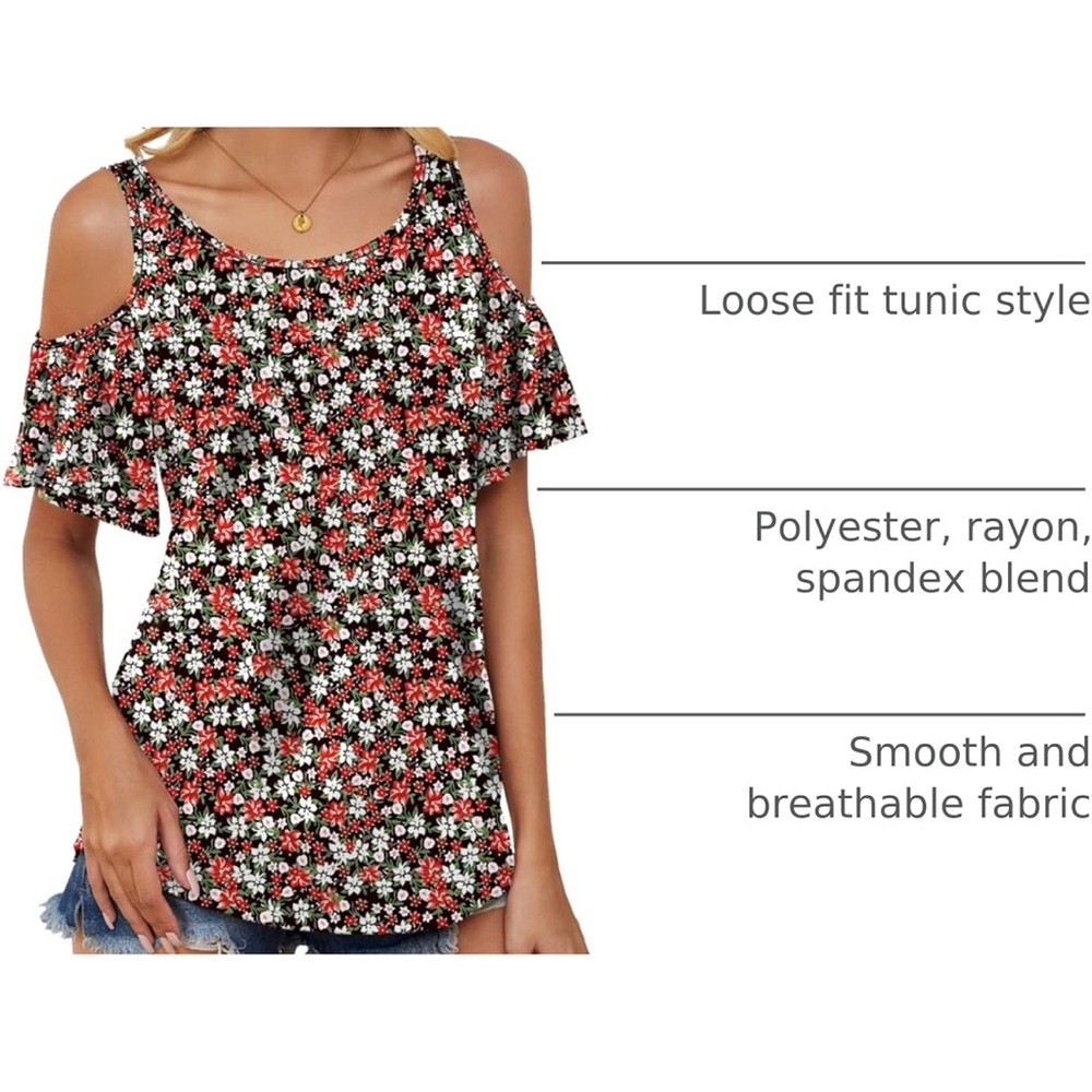 Floral Cut-Out Sleeve Blouse - Picture 10 of 10